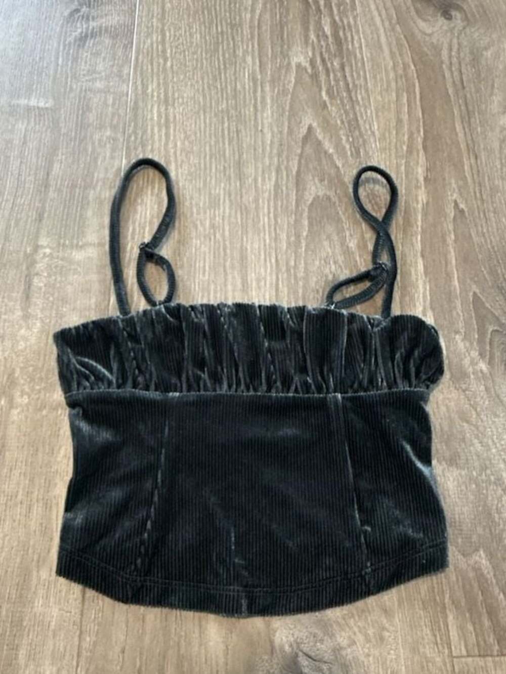 Urban Outfitters Navy Corduroy Ruched Bustier Camisole Cropped Tank Top